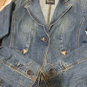 Express Blue Denim Jacket with Button Accents